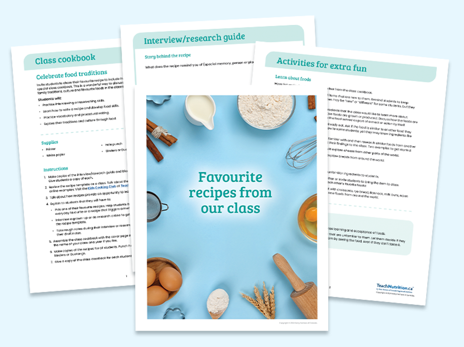 Template and activity: Favourite recipes from our class