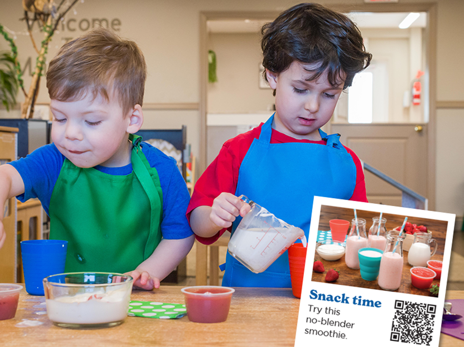 Fun with food sheets - activity card - kids preparing a smoothie