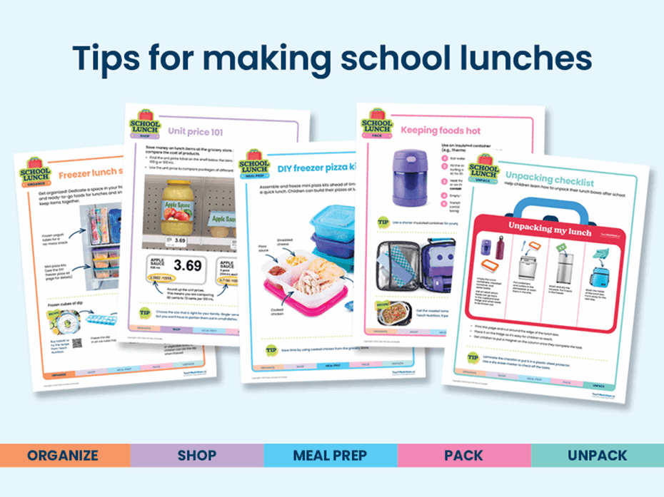 5 tip pages for school lunches
