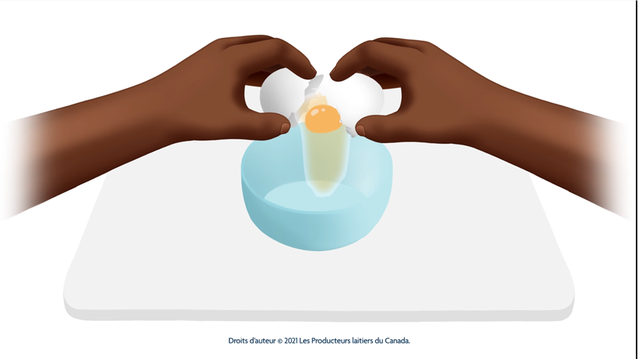 Animation sur la façon de casser un œuf