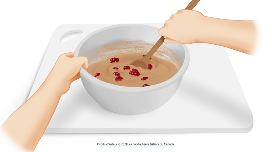 Animation sur la façon de mélanger les ingrédients dans un bol